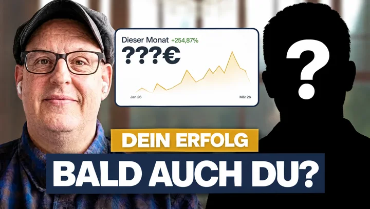 Thumbnail: Konrad Schmied neben einer Silhouette mit Fragezeichen, Schriftzug Bald auch du?